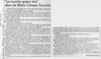 "La muerte quiere vivir", obra de Mario Cánepa Guzmán  [artículo] Isabel Barrientos Díaz.