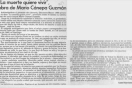 "La muerte quiere vivir", obra de Mario Cánepa Guzmán  [artículo] Isabel Barrientos Díaz.