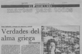 Verdades del alma griega  [artículo] Diego Ramírez Toro.