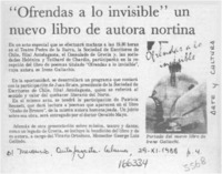 "Ofrendas a lo invisible" un nuevo libro de autora nortina  [artículo].