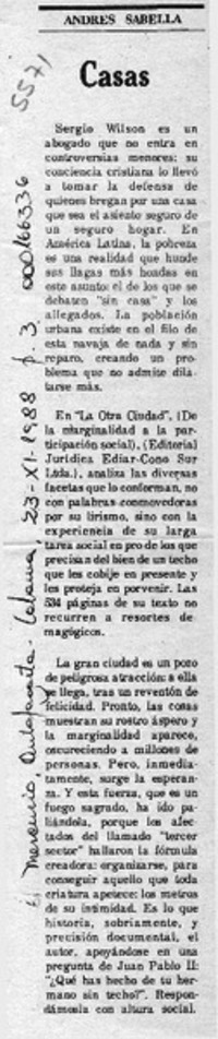 Casas  [artículo] Andrés Sabella.