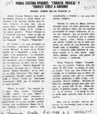 María Cristina Menares, "Caracol musical" y onírico vuelo a Rapanui  [artículo] Darío de la Fuente D.