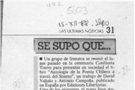 Se supo que --  [artículo].