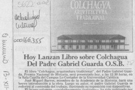 Hoy lanzan libro sobre Colchagua del padre Gabriel Guarda O. S. B.