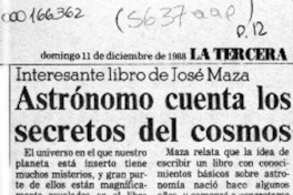 Astrónomo cuenta los secretos del cosmos  [artículo].