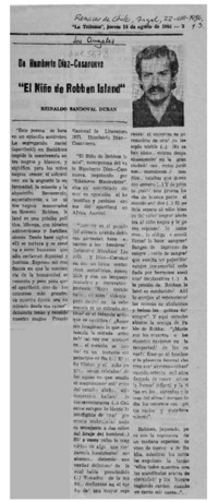 "El niño de Robbe Island"  [artículo] Reinaldo Sandoval Durán.