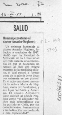 Homenaje póstumo al doctor Amador Neghme  [artículo].