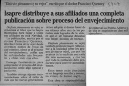Isapre distribuye a sus afiliados una completa publicación sobre proceso del envejecimiento  [artículo].