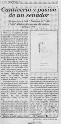 Cautiverio y pasión de un senador  [artículo] G. Angelcos.