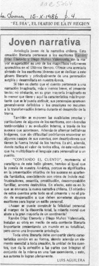 Joven narrativa  [artículo] Luis Aguilera.