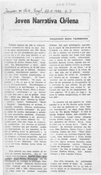 Joven narrativa chilena  [artículo] Wellington Rojas Valdebenito.