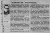 Testimonio de consecuencia  [artículo] Enrique Krauss Rusque.