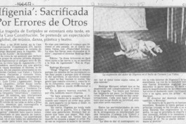 'Ifigenia', sacrificada por errores de otros  [artículo]