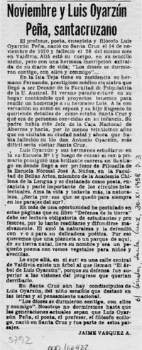 Noviembre y Luis Oyarzún Peña, santacruzano  [artículo] Jaime Vásquez A.