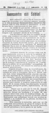 Reencuentro con Samuel  [artículo] Orlando Gutiérrez Salinas.