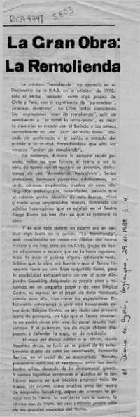 La Gran obra, La Remolienda  [artículo].