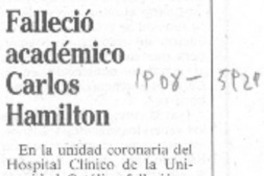 Falleció académico Carlos Hamilton