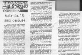Gabriela, 43 años después  [artículo] José Antonio Crespo Ganuza.