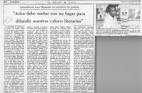 "Arica debe contar con un lugar para difundir nuestros valores literarios"  [artículo].