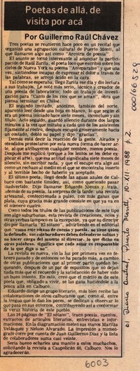 Poetas de allá, de visita por acá  [artículo] Guillermo Raúl Chávez.
