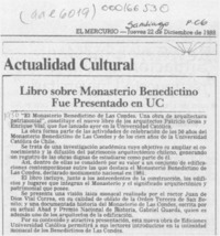 Libro sobre monasterio benedictino fue presentado en UC