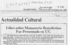 Libro sobre monasterio benedictino fue presentado en UC