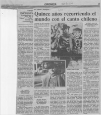 Quince años recorriendo el mundo con el canto chileno  [artículo] Carlos Vergara.