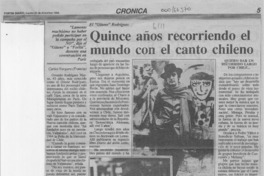 Quince años recorriendo el mundo con el canto chileno  [artículo] Carlos Vergara.