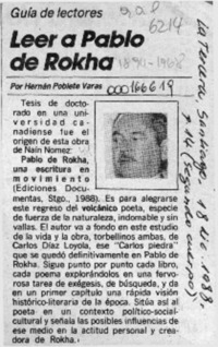 Leer a Pablo de Rokha  [artículo] Hernán Poblete Varas.