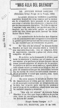 "Más allá del silencio"  [artículo] Sergio Bueno Venegas.