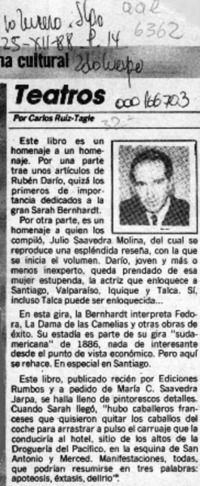 Teatros  [artículo] Hugo Montes.