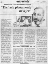 Libro de Dr. Francisco Quesney Langlois, "Disfrute plenamente su vejez"