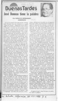 José Donoso tiene la palabra  [artículo] Horacio Hernández Anderson.