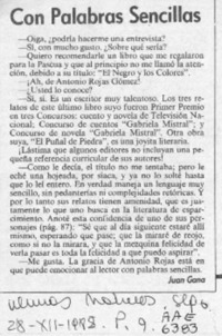 Con palabras sencillas  [artículo] Juan Gana.