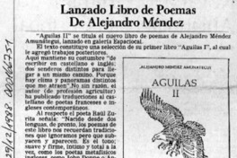 Lanzado libro de poemas de Alejandro Méndez  [artículo].
