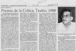 Premio de la crítica, teatro, 1988  [artículo].