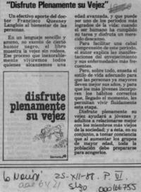 "Disfrute plenamente su vejez"  [artículo]