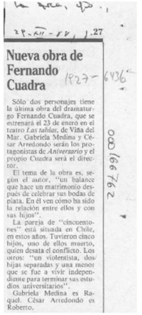Nueva obra de Fernando Cuadra  [artículo].