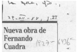 Nueva obra de Fernando Cuadra  [artículo].