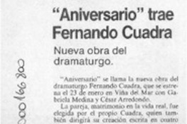 "Aniversario" trae Fernando Cuadra  [artículo].