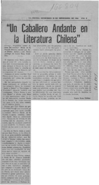 "Un caballero andante en la literatura chilena"  [artículo] Laura Rosa Urbina.