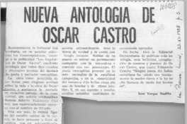 Nueva antología de Oscar Castro  [artículo] José Vargas Badilla.