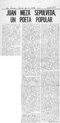 Juan Meza Sepúlveda, un poeta popular  [artículo] Miguel Angel Díaz.