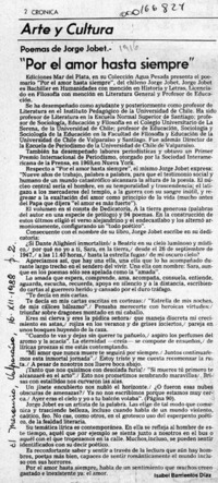 "Por el amor hasta siempre"  [artículo] Isabel Barrientos Díaz.