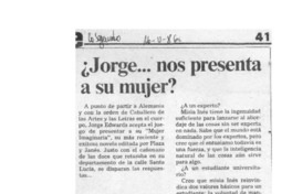 Jorge -- nos presenta a su mujer?  [artículo].