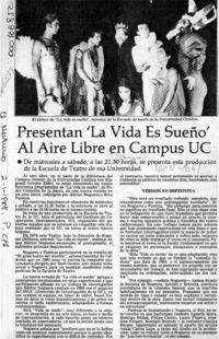 Presentan "La vida es sueño" al aire libre en Campus UC