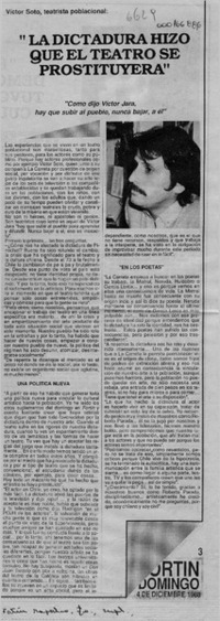 "La Dictadura hizo que el teatro se prostituyera"  [artículo].