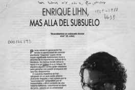 Enrique Lihn, más allá del subsuelo  [artículo] Cristián Warnken Lihn.