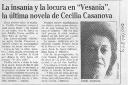 La Insanía y la locura en "Vesania", la última novela de Cecilia Casanova  [artículo].