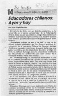 Educadores chilenos, ayer y hoy  [artículo] Jorge Aliaga Marchant.